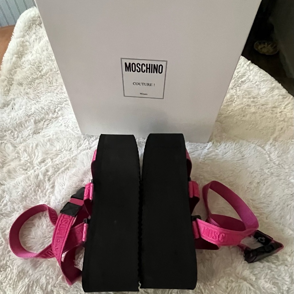 16145766 Moschino Logo Strap Platform Sandals Women’s size 39/8.5 Authenticated - Picture 2 of 10